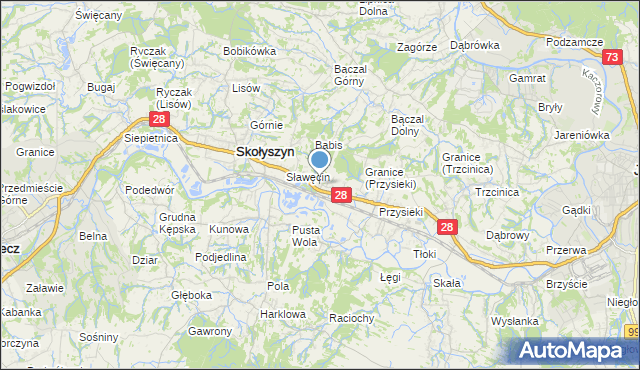 mapa Siedliska Sławęcińskie, Siedliska Sławęcińskie na mapie Targeo